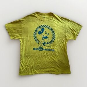 Disney Neon Yellow Walt Disney World Mickey Mouse‎ Tee T Shirt Unisex Size XL